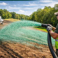 man hydroseeding